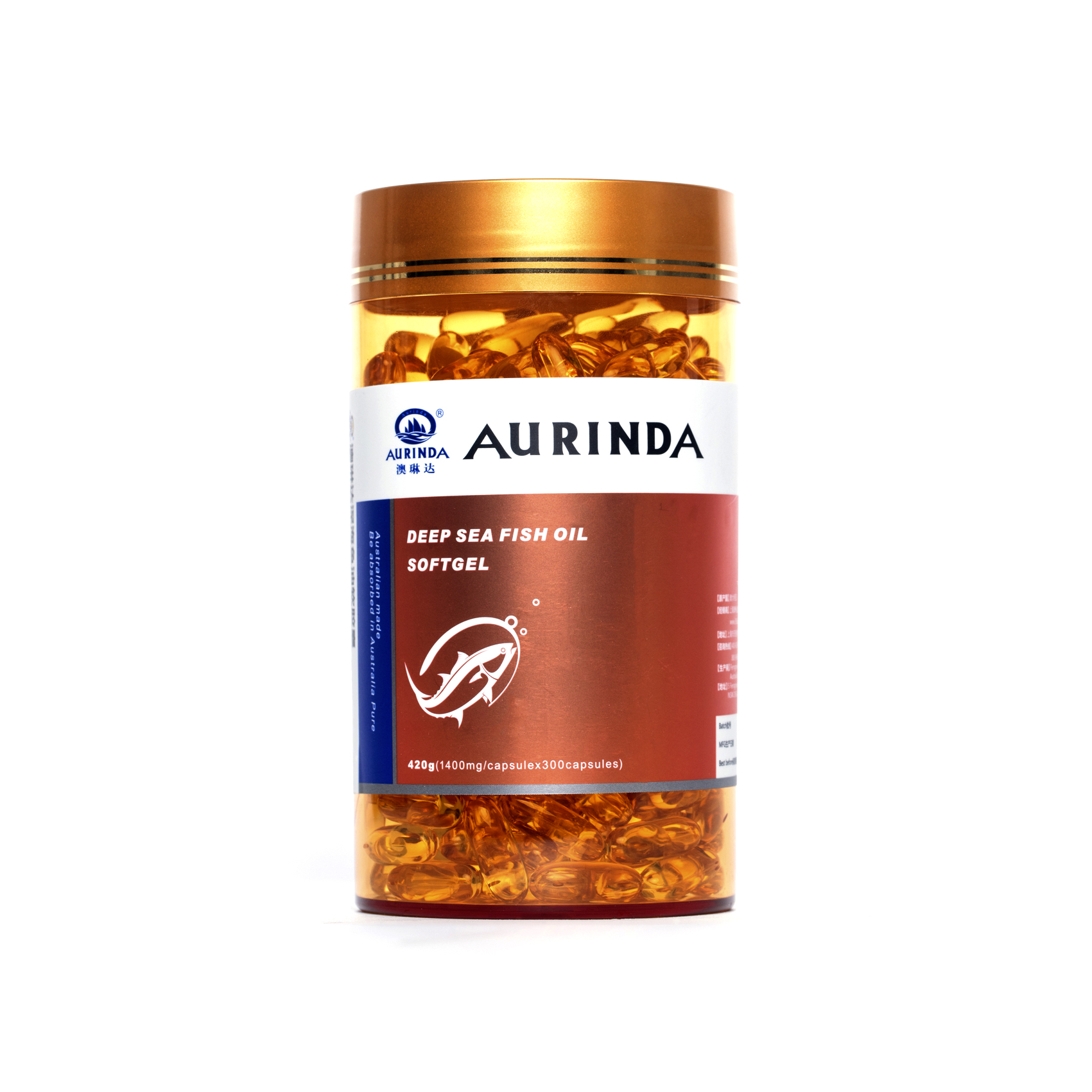 澳琳达深海鱼油软胶囊300粒 - 澳洲营养健康品牌aurinda澳琳达